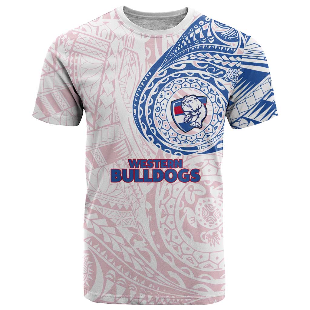 Personalized Western Bulldogs Polynesian T Shirt Tribal Chest and Sleeve Tattoo Heritage Warrior