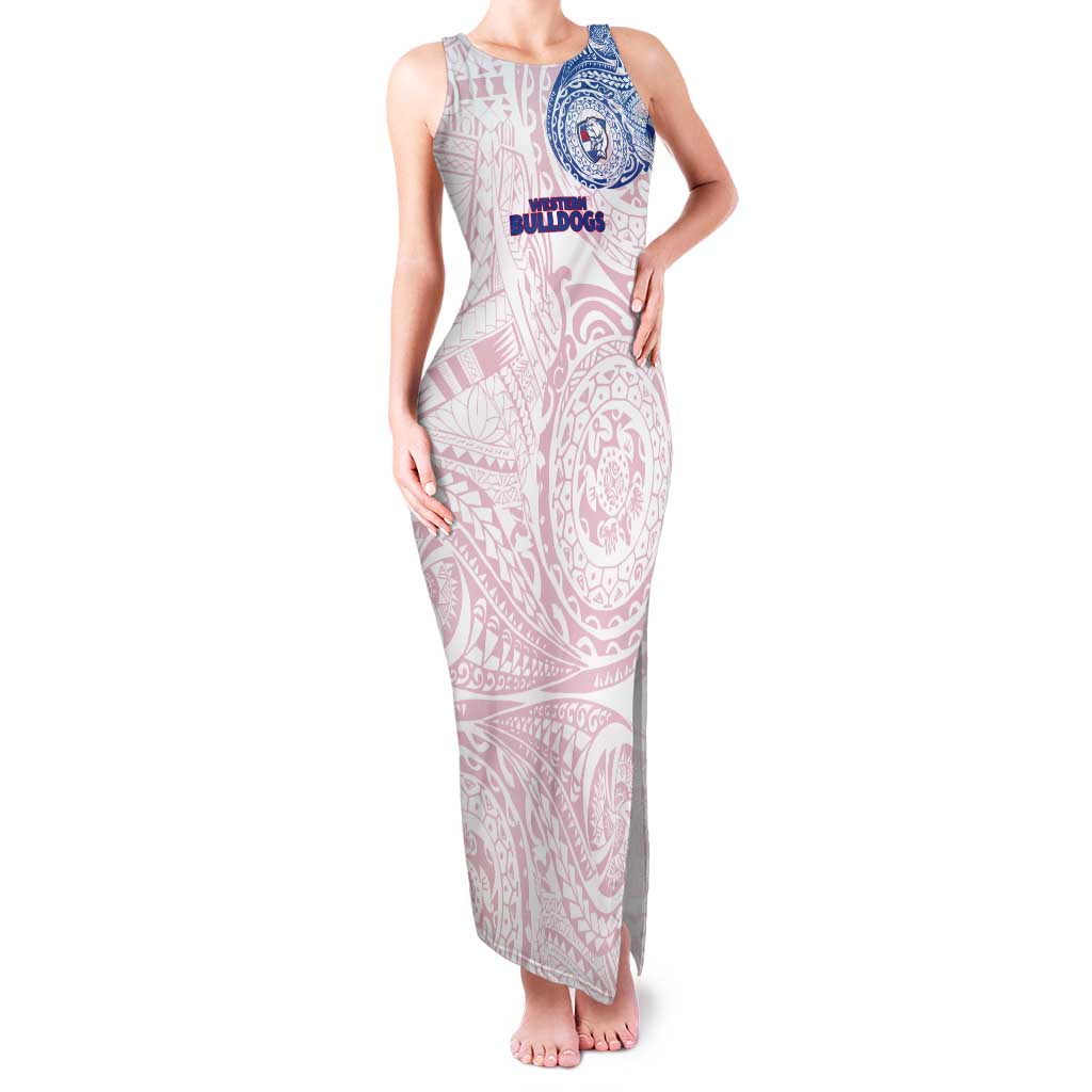 Personalized Western Bulldogs Polynesian Tank Maxi Dress Tribal Chest and Sleeve Tattoo Heritage Warrior