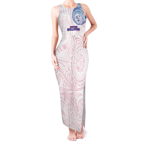 Personalized Western Bulldogs Polynesian Tank Maxi Dress Tribal Chest and Sleeve Tattoo Heritage Warrior
