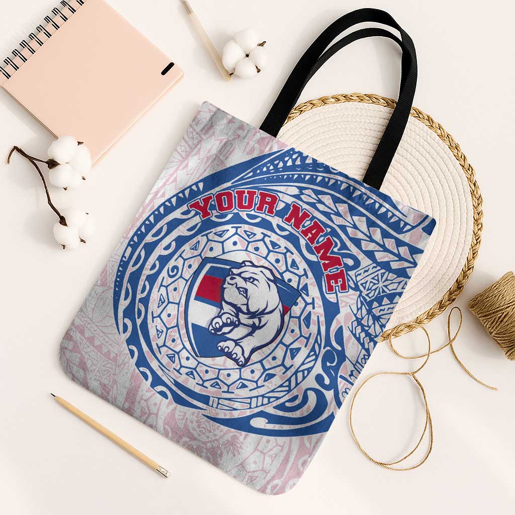 Personalized Western Bulldogs Polynesian Tote Bag Tribal Chest and Sleeve Tattoo Heritage Warrior