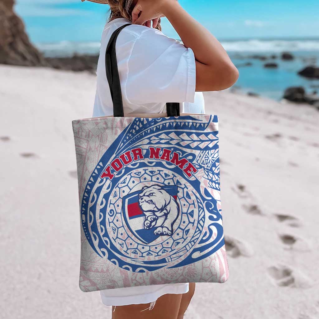 Personalized Western Bulldogs Polynesian Tote Bag Tribal Chest and Sleeve Tattoo Heritage Warrior