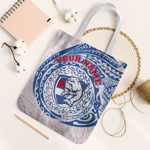 Personalized Western Bulldogs Polynesian Tote Bag Tribal Chest and Sleeve Tattoo Heritage Warrior