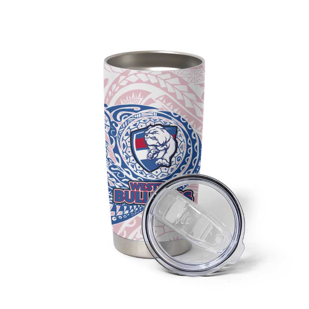 Personalized Western Bulldogs Polynesian Tumbler Cup Tribal Chest and Sleeve Tattoo Heritage Warrior