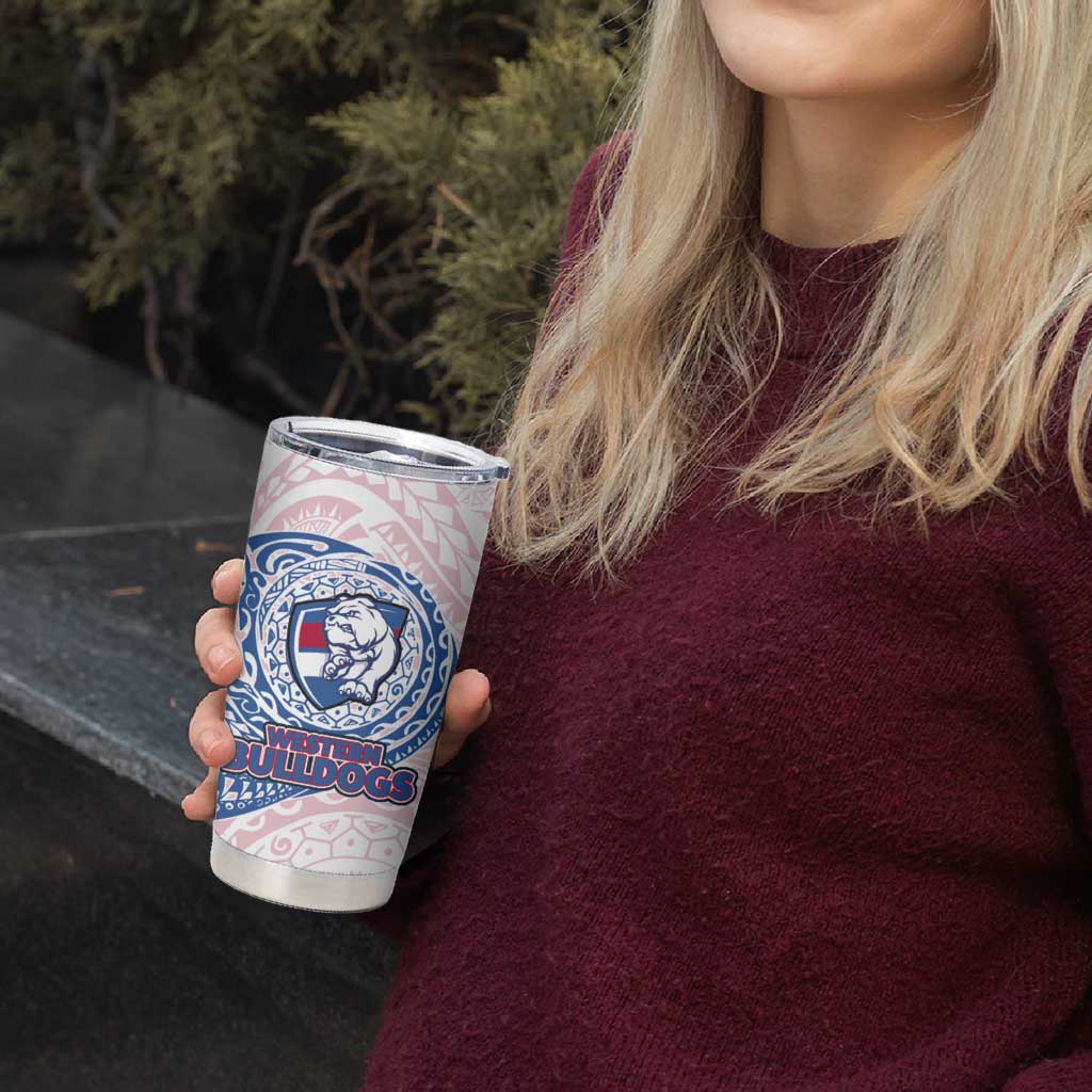 Personalized Western Bulldogs Polynesian Tumbler Cup Tribal Chest and Sleeve Tattoo Heritage Warrior