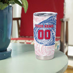 Personalized Western Bulldogs Polynesian Tumbler Cup Tribal Chest and Sleeve Tattoo Heritage Warrior