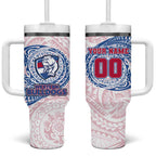 Personalized Western Bulldogs Polynesian Tumbler With Handle Tribal Chest and Sleeve Tattoo Heritage Warrior