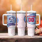 Personalized Western Bulldogs Polynesian Tumbler With Handle Tribal Chest and Sleeve Tattoo Heritage Warrior