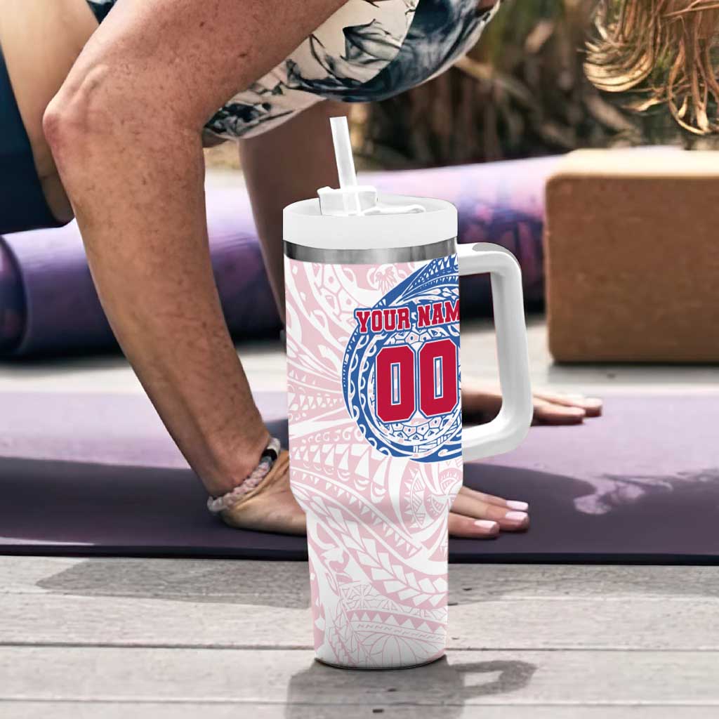 Personalized Western Bulldogs Polynesian Tumbler With Handle Tribal Chest and Sleeve Tattoo Heritage Warrior