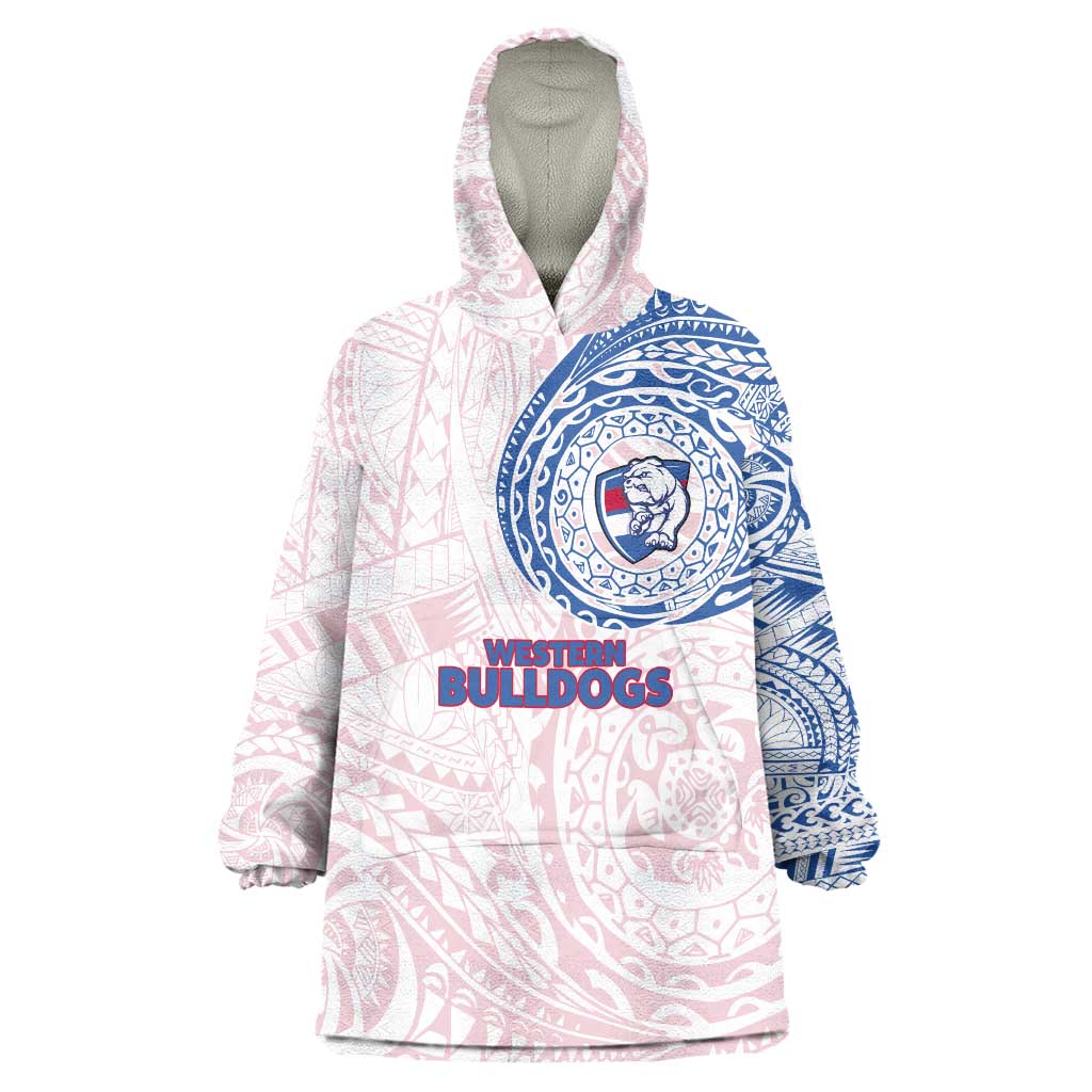 Personalized Western Bulldogs Polynesian Wearable Blanket Hoodie Tribal Chest and Sleeve Tattoo Heritage Warrior