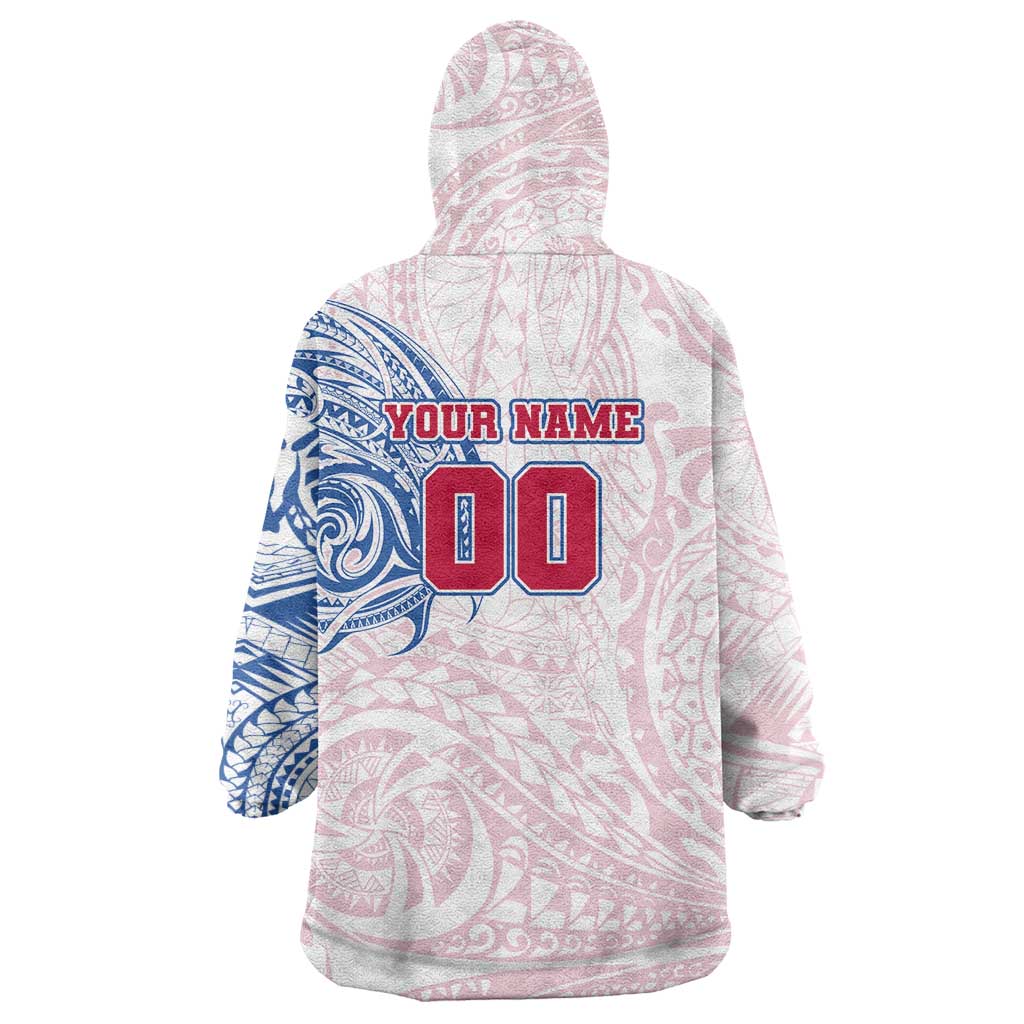 Personalized Western Bulldogs Polynesian Wearable Blanket Hoodie Tribal Chest and Sleeve Tattoo Heritage Warrior