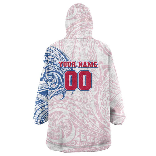 Personalized Western Bulldogs Polynesian Wearable Blanket Hoodie Tribal Chest and Sleeve Tattoo Heritage Warrior