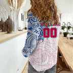 Personalized Western Bulldogs Polynesian Women Casual Shirt Tribal Chest and Sleeve Tattoo Heritage Warrior