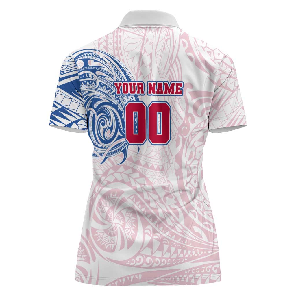 Personalized Western Bulldogs Polynesian Women Polo Shirt Tribal Chest and Sleeve Tattoo Heritage Warrior