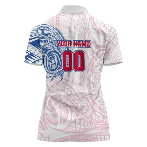 Personalized Western Bulldogs Polynesian Women Polo Shirt Tribal Chest and Sleeve Tattoo Heritage Warrior