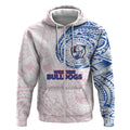 Personalized Western Bulldogs Polynesian Zip Hoodie Tribal Chest and Sleeve Tattoo Heritage Warrior