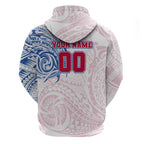 Personalized Western Bulldogs Polynesian Zip Hoodie Tribal Chest and Sleeve Tattoo Heritage Warrior