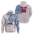 Personalized Western Bulldogs Polynesian Zip Hoodie Tribal Chest and Sleeve Tattoo Heritage Warrior