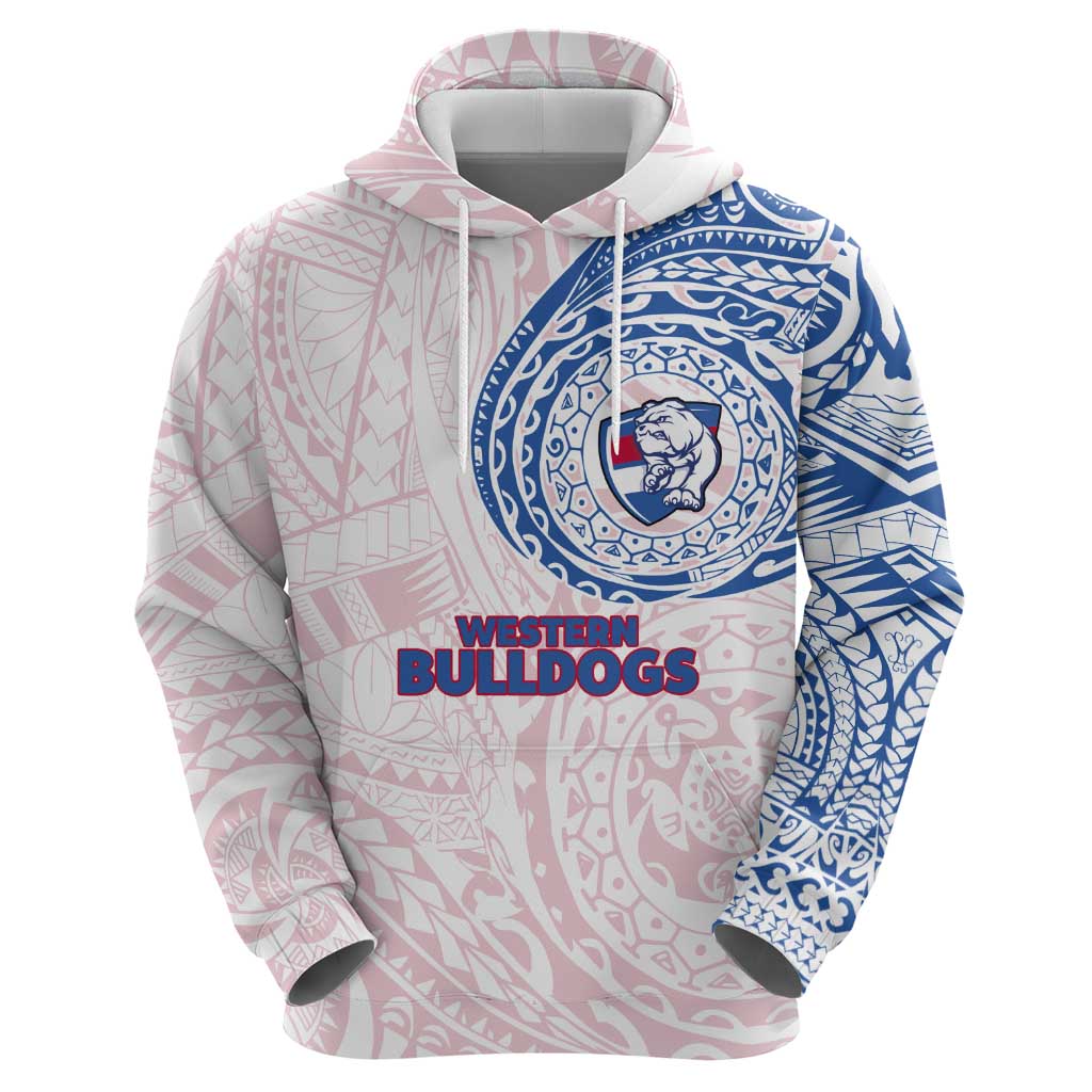 Personalized Western Bulldogs Polynesian Zip Hoodie Tribal Chest and Sleeve Tattoo Heritage Warrior
