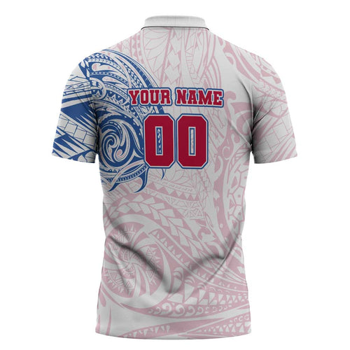 Personalized Western Bulldogs Polynesian Zipper Polo Shirt Tribal Chest and Sleeve Tattoo Heritage Warrior