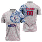 Personalized Western Bulldogs Polynesian Zipper Polo Shirt Tribal Chest and Sleeve Tattoo Heritage Warrior