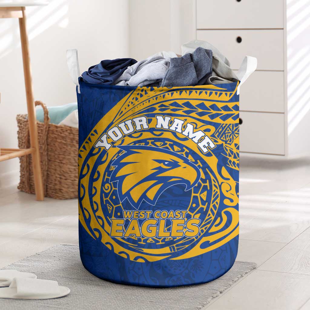 Personalized West Coast Eagles Polynesian Laundry Basket Tribal Chest and Sleeve Tattoo Heritage Warrior