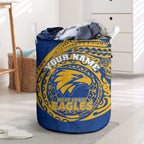 Personalized West Coast Eagles Polynesian Laundry Basket Tribal Chest and Sleeve Tattoo Heritage Warrior