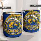 Personalized West Coast Eagles Polynesian Laundry Basket Tribal Chest and Sleeve Tattoo Heritage Warrior