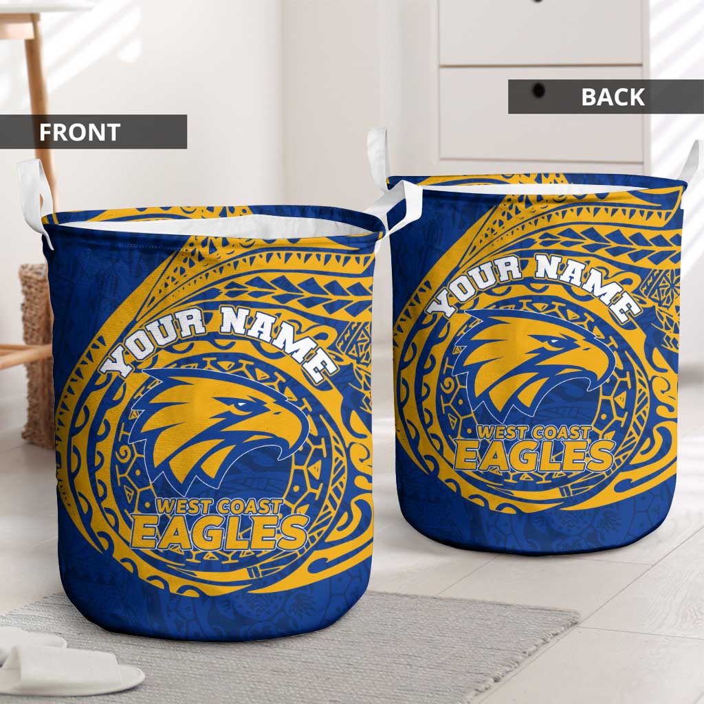 Personalized West Coast Eagles Polynesian Laundry Basket Tribal Chest and Sleeve Tattoo Heritage Warrior