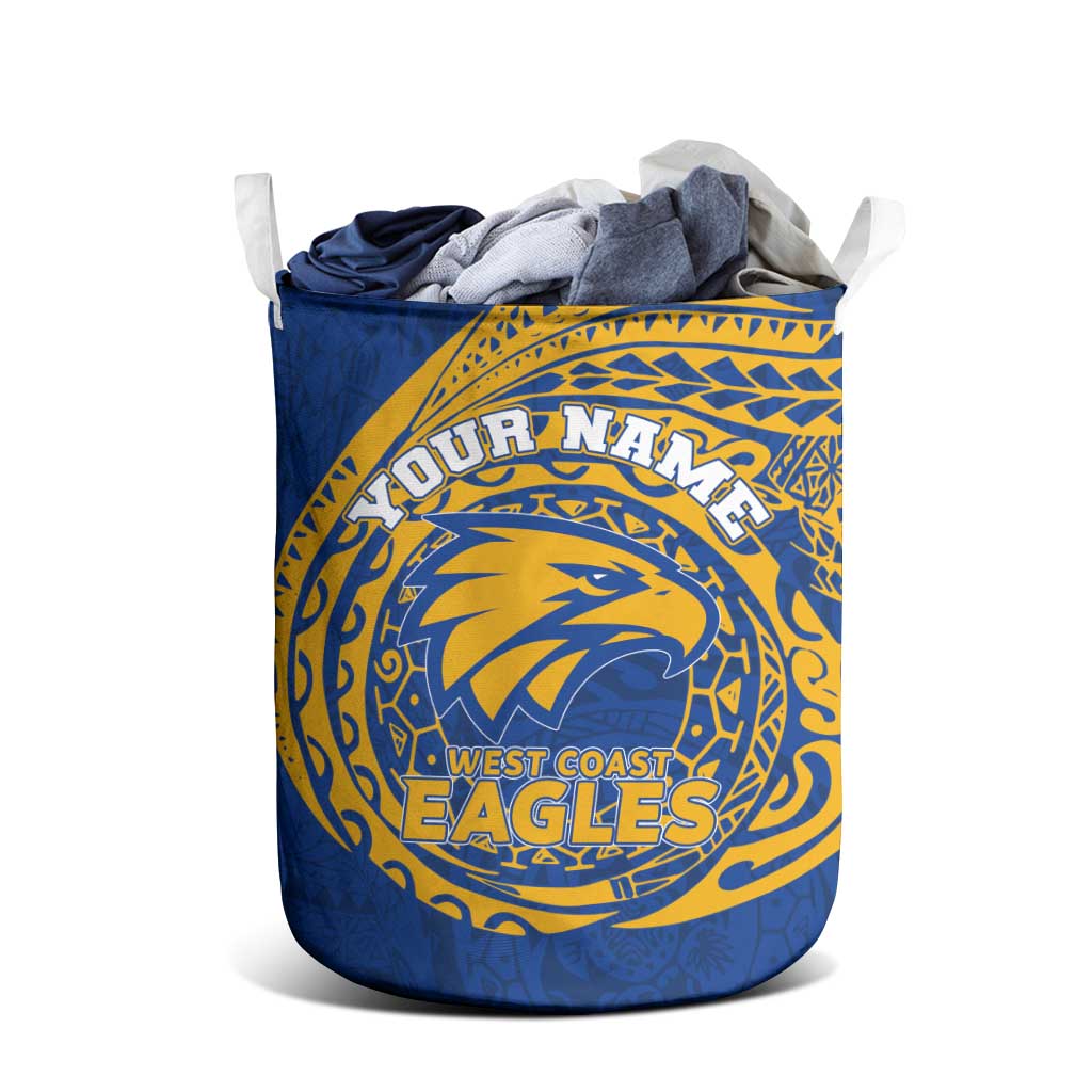 Personalized West Coast Eagles Polynesian Laundry Basket Tribal Chest and Sleeve Tattoo Heritage Warrior