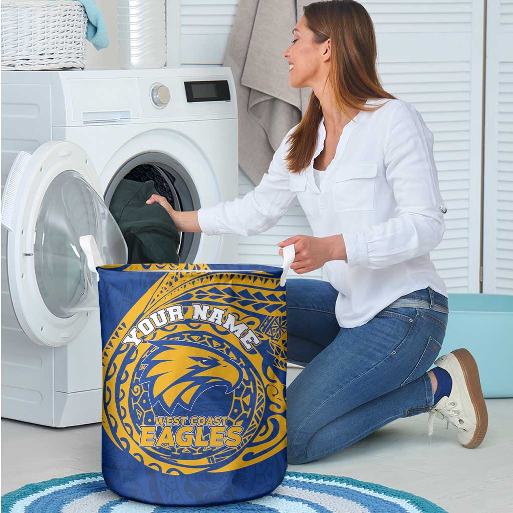 Personalized West Coast Eagles Polynesian Laundry Basket Tribal Chest and Sleeve Tattoo Heritage Warrior