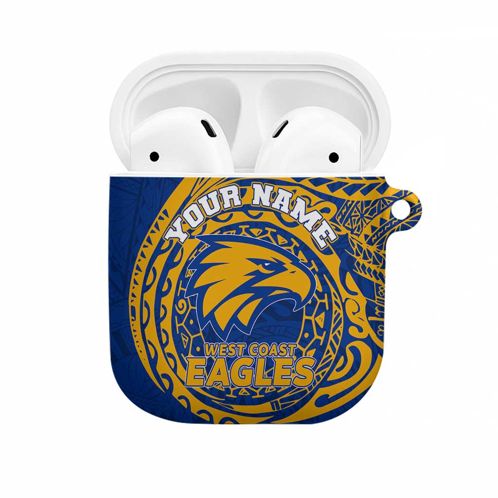 Personalized West Coast Eagles Polynesian AirPods Case Tribal Chest and Sleeve Tattoo Heritage Warrior