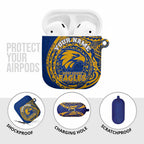 Personalized West Coast Eagles Polynesian AirPods Case Tribal Chest and Sleeve Tattoo Heritage Warrior