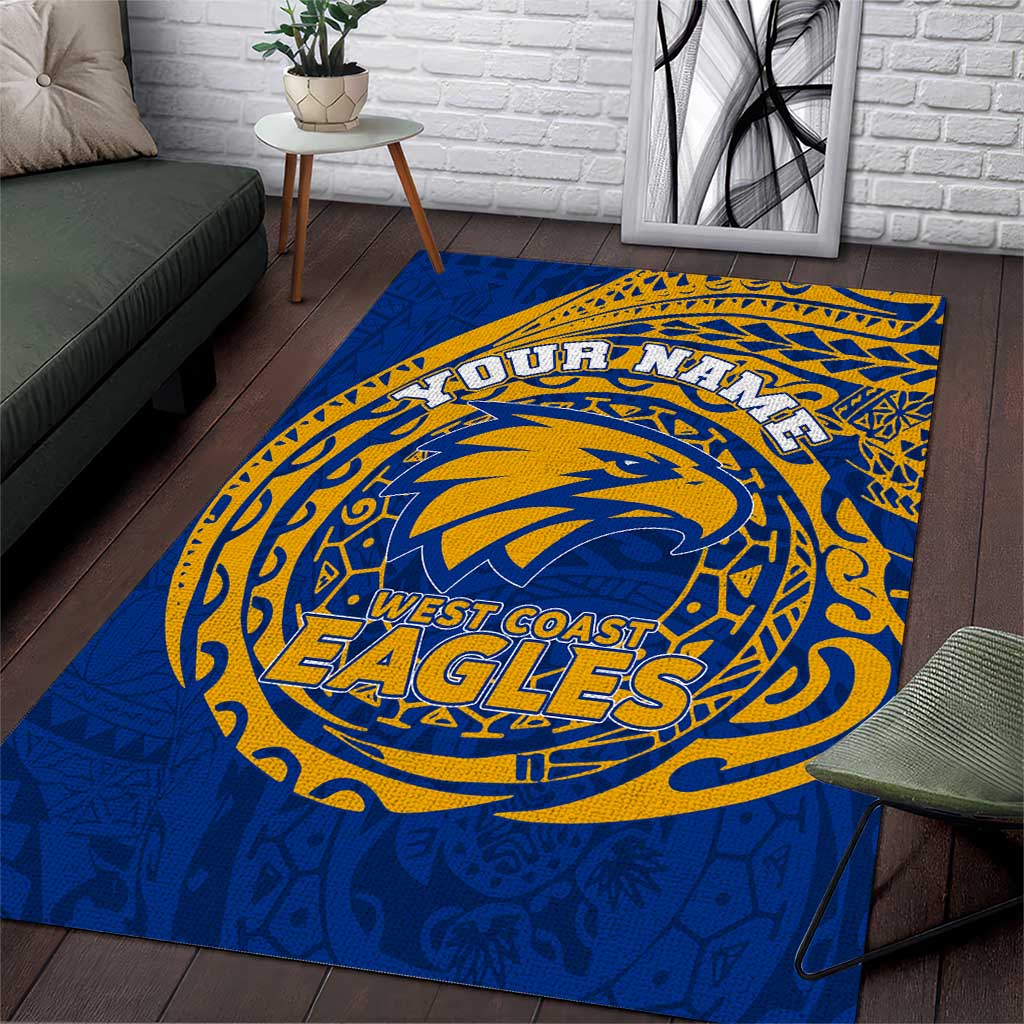 Personalized West Coast Eagles Polynesian Area Rug Tribal Chest and Sleeve Tattoo Heritage Warrior