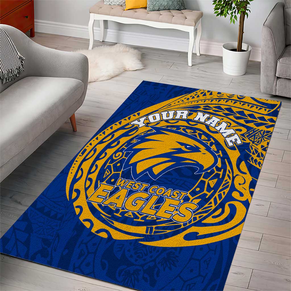 Personalized West Coast Eagles Polynesian Area Rug Tribal Chest and Sleeve Tattoo Heritage Warrior