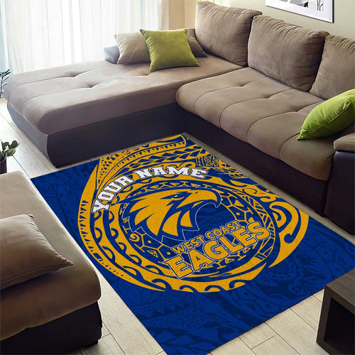 Personalized West Coast Eagles Polynesian Area Rug Tribal Chest and Sleeve Tattoo Heritage Warrior