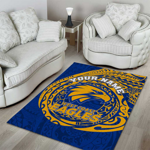 Personalized West Coast Eagles Polynesian Area Rug Tribal Chest and Sleeve Tattoo Heritage Warrior
