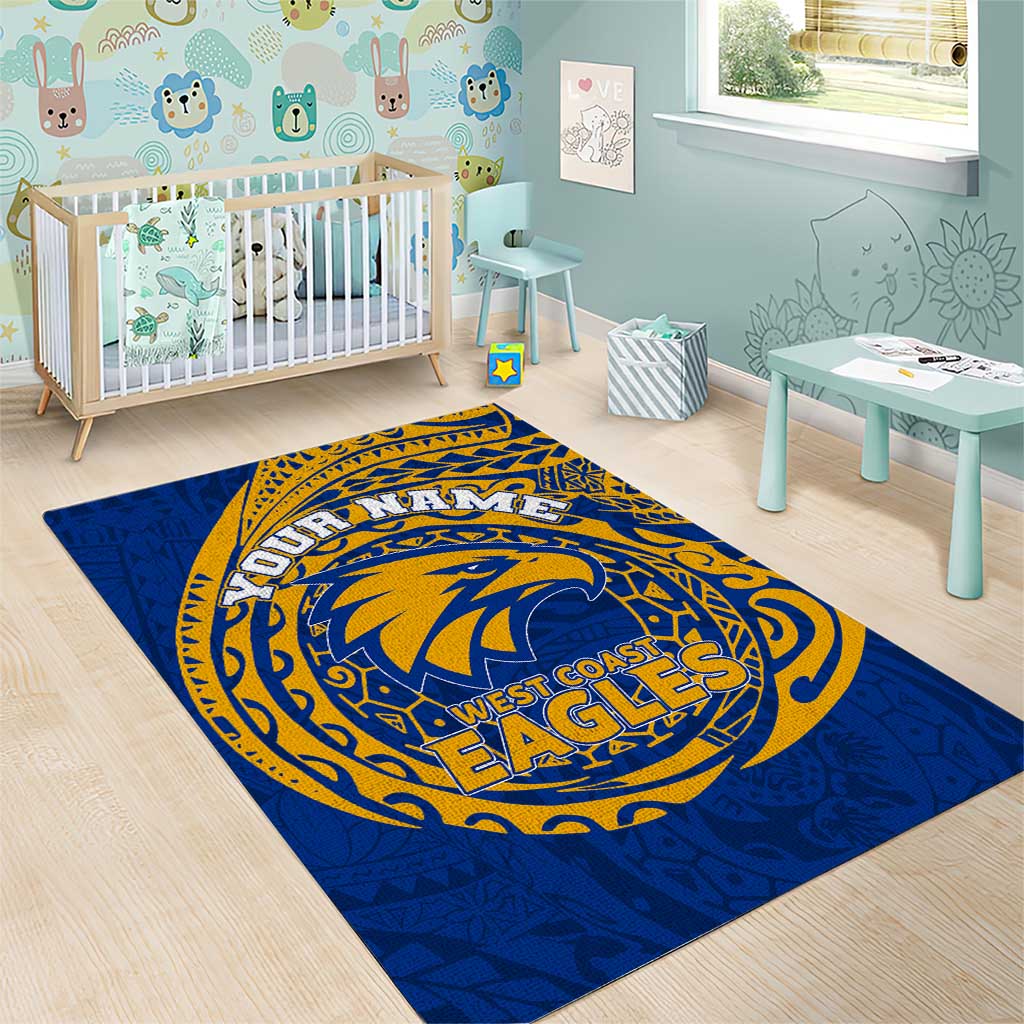 Personalized West Coast Eagles Polynesian Area Rug Tribal Chest and Sleeve Tattoo Heritage Warrior