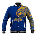 Personalized West Coast Eagles Polynesian Baseball Jacket Tribal Chest and Sleeve Tattoo Heritage Warrior
