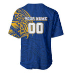 Personalized West Coast Eagles Polynesian Baseball Jersey Tribal Chest and Sleeve Tattoo Heritage Warrior