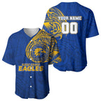 Personalized West Coast Eagles Polynesian Baseball Jersey Tribal Chest and Sleeve Tattoo Heritage Warrior