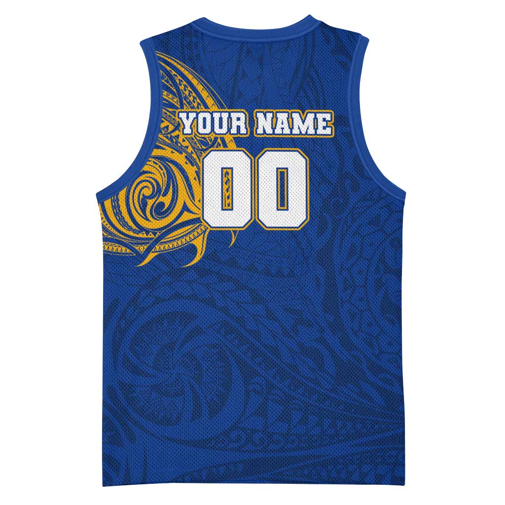 Personalized West Coast Eagles Polynesian Basketball Jersey Tribal Chest and Sleeve Tattoo Heritage Warrior
