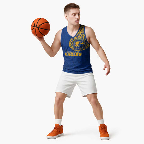 Personalized West Coast Eagles Polynesian Basketball Jersey Tribal Chest and Sleeve Tattoo Heritage Warrior