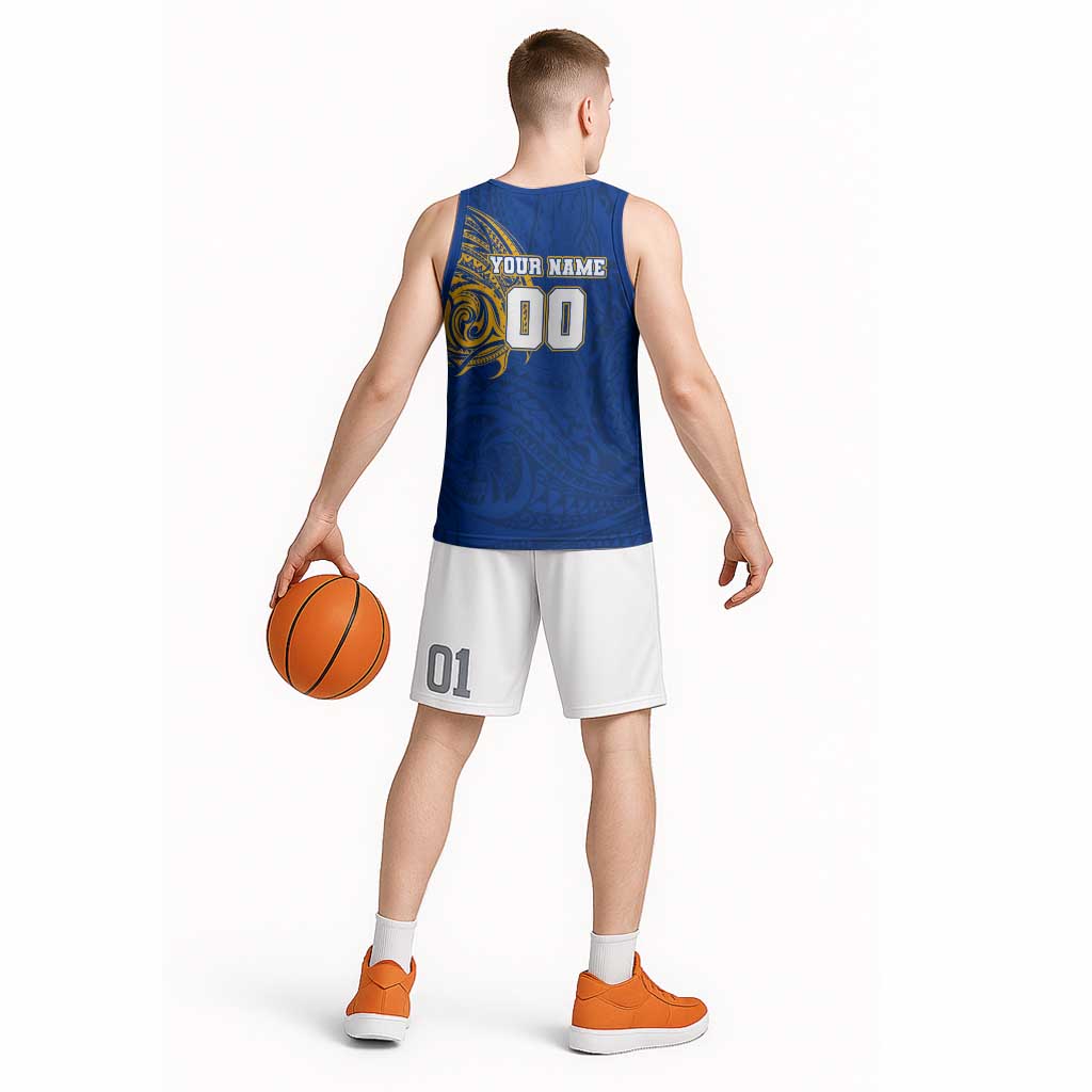 Personalized West Coast Eagles Polynesian Basketball Jersey Tribal Chest and Sleeve Tattoo Heritage Warrior