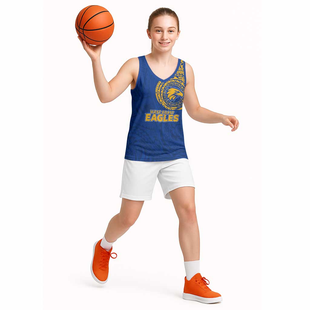 Personalized West Coast Eagles Polynesian Basketball Jersey Tribal Chest and Sleeve Tattoo Heritage Warrior