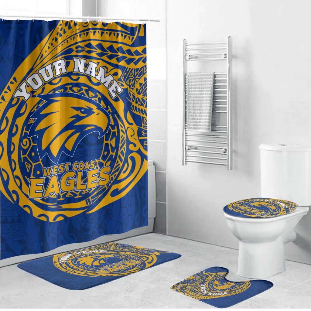 Personalized West Coast Eagles Polynesian Bathroom Set Tribal Chest and Sleeve Tattoo Heritage Warrior