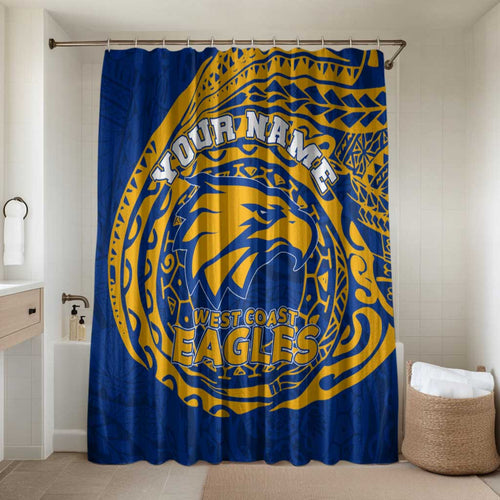 Personalized West Coast Eagles Polynesian Bathroom Set Tribal Chest and Sleeve Tattoo Heritage Warrior