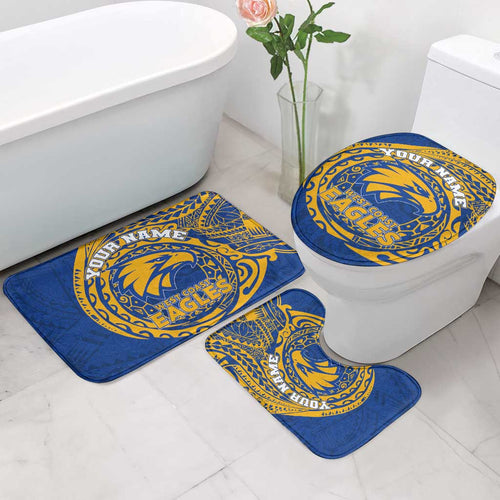 Personalized West Coast Eagles Polynesian Bathroom Set Tribal Chest and Sleeve Tattoo Heritage Warrior