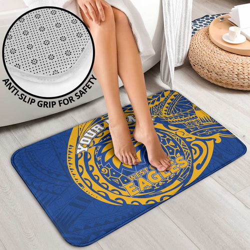 Personalized West Coast Eagles Polynesian Bathroom Set Tribal Chest and Sleeve Tattoo Heritage Warrior