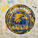 Personalized West Coast Eagles Polynesian Beach Blanket Tribal Chest and Sleeve Tattoo Heritage Warrior