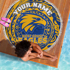 Personalized West Coast Eagles Polynesian Beach Blanket Tribal Chest and Sleeve Tattoo Heritage Warrior